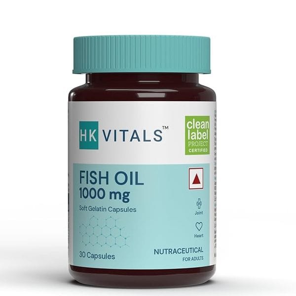 hk vitals Fish Oil Capsule For Men And Women (1000mg Omega 3 with 180 mg EPA & 120 mg DHA), for Brain, Heart, Eyes, and Joints Health, 30 Omega 3 Fish Oil Capsules