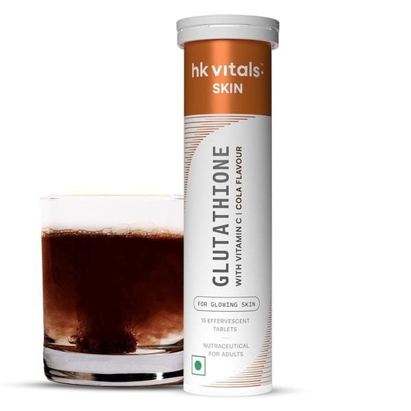 hk vitals Glutathione (Cola, 15 Effervescent Tablets) | L-Glutathione Tablets with Vitamin C & E | For Skin Glow & Hydration