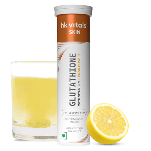 hk vitals Glutathione (Watermelon, 15 Effervescent Tablets) | L-Glutathione Tablets with Vitamin C & E | For Skin Glow & Hydration