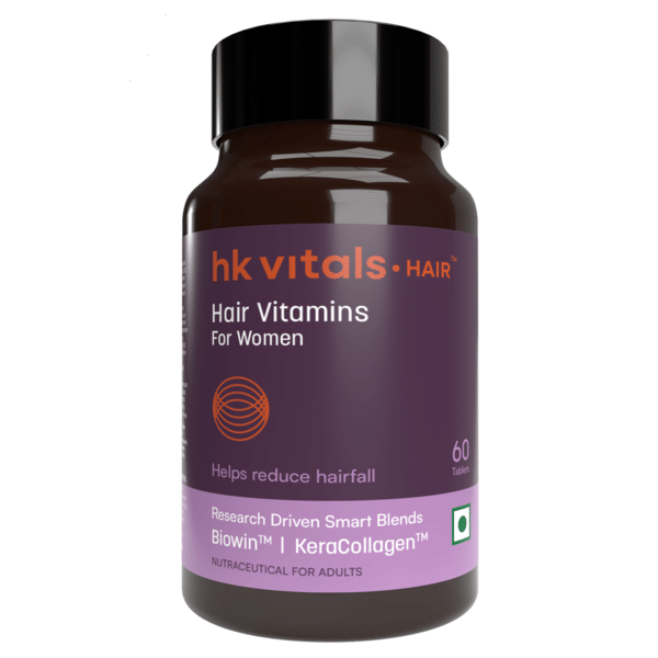 hk vitals Hair Vitamins for Women (60 Tablets) With Biowin™ & KeraCollagen™ | Helps Reduce Hairfall