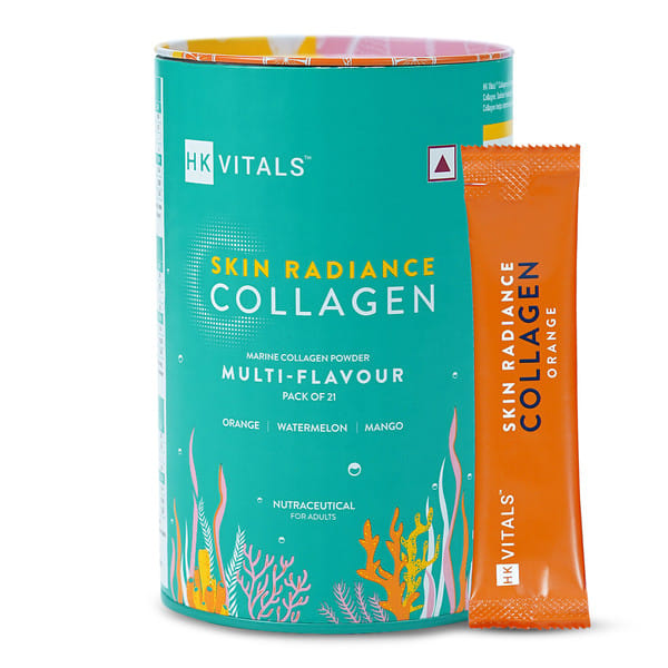 hk vitals Marine Collagen Supplements (Multi-Flavour, Pack of 21) |With Biotin, Vitamin C & E | For Healthy Skin, Hair & Nails