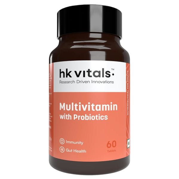 hk vitals Multivitamin with Probiotics (60 Tablets) | For Men and Women | Vitamin C, Vitamin B, Vitamin D, & Zinc, Supports Immunity and Gut Health