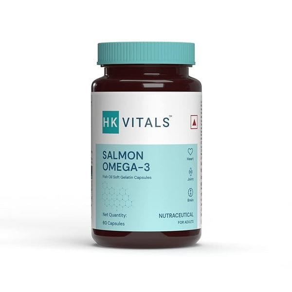 hk vitals Salmon Omega 3, 1000mg Omega 3 Fish Oil For Men and Women with 180mg EPA & 120mg DHA, For Joints, Brain, and Eyes Health, 60 Salmon Omega 3 Capsules