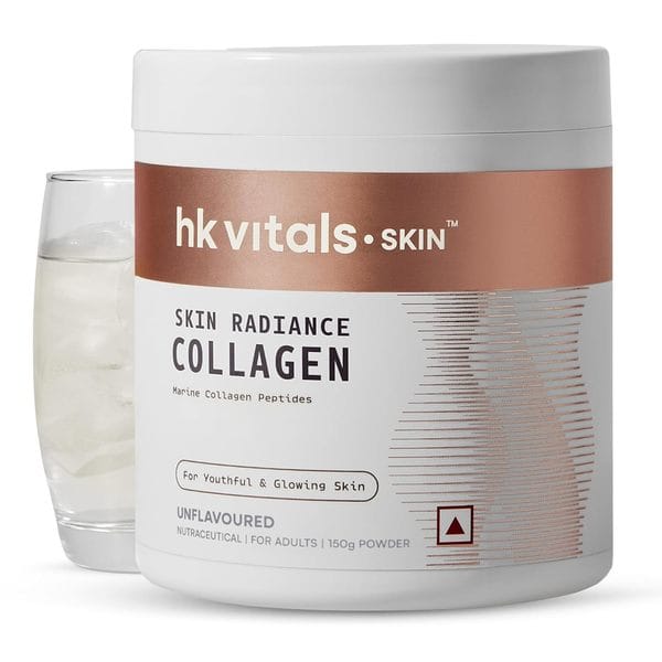 hk vitals Skin Radiance Marine Collagen Supplement Powder (Unflavoured, 150g) | Collagen Peptides with Vitamin C, E