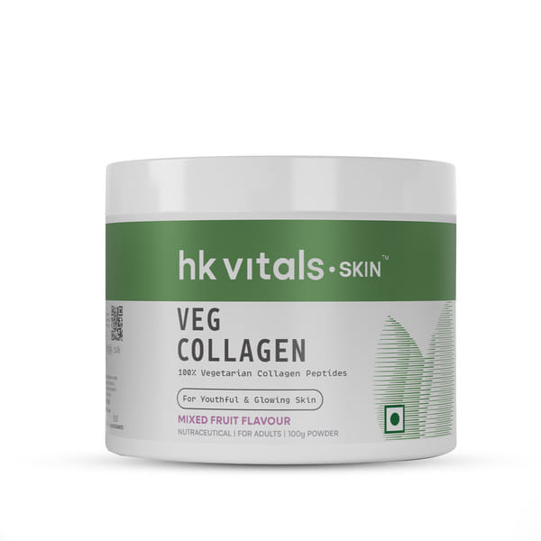 hk vitals Veg Collagen Supplement (Mixed Fruit, 100g) | With Biotin, Vitamin C, E, Sodium Hyaluronate | For Healthy Skin, Hair & Nails