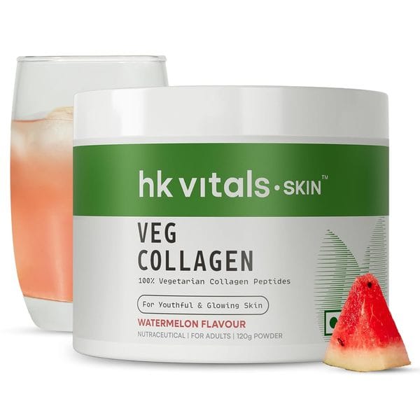 hk vitals Veg Collagen Supplement (Watermelon, 120g) | With Biotin, Vitamin C, E, Sodium Hyaluronate | For Healthy Skin, Hair & Nails