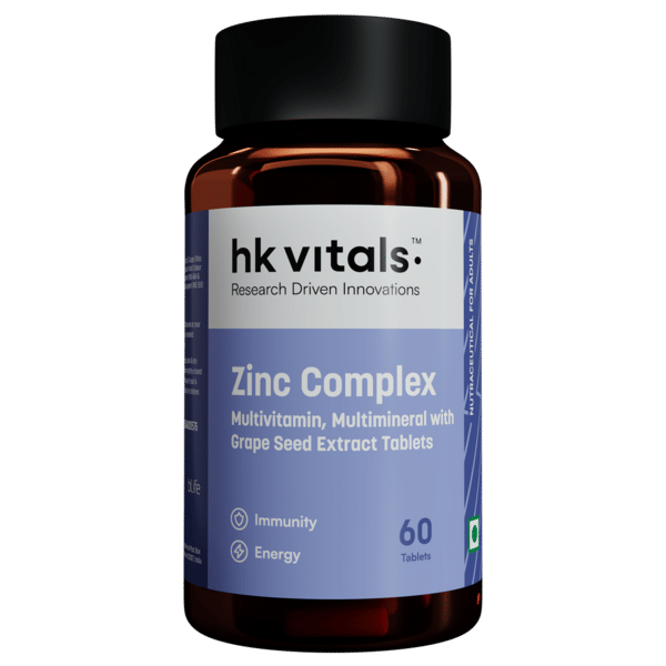 hk vitals Zinc Supplements (60 Tablets) | With Vitamin C, Vitamin D3, Multivitamin and Multimineral | Immunity Boosters For Adults