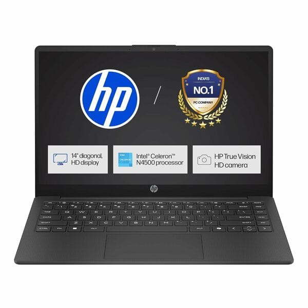 HP 14s Intel Celeron Dual Core N4500 Laptop (8GB/512GB SSD/Win 11) 14.0″ HD Display, MSO 24, Black, 1.46kg, DQ3149TU Thin and Light Business Laptop