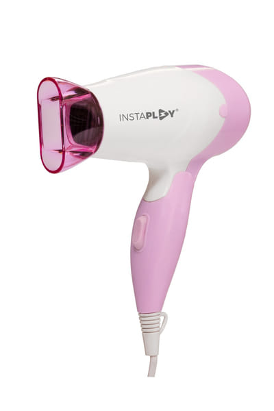 Instaplay 1000 Watt Foldable Hair Dryer with 2 Speed Control for Women and Men (Pink)