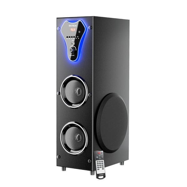 Intex 1000-S Multimedia 100 W Bluetooth Tower Speaker | Wired Karaoke Mic | Party Speaker & 8 Inch Woofer | LED Display & Triple Bass Boosted Drivers | Fully Remote Control (Black)