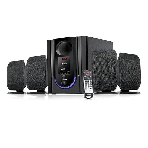 Intex 4.1 Channel Roar 4701 70W Bluetooth Home Theater, Multimedia Speaker System with Powerful Subwoofer, USB, AUX, HDMI, FM Support, Remote Control, for TV, PC, Mobile – (Black)
