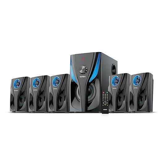 Intex 5.1 Ch 80W Bluetooth Home Theater | Powerful Sound & Multimedia Speaker | 4.5 inch Subwoofer with 5 Satellite Speaker | Remote Control | Recording & LED Display (Black)