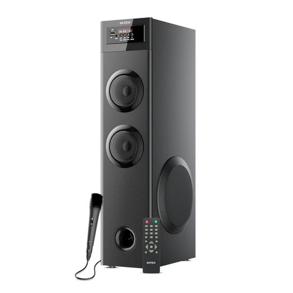 Intex 700-S Multimedia 70 W Bluetooth Tower Speaker | Wired Karaoke Mic | Party Speaker & 5.25 Inch Woofer | LED Display & Bluetooth v5.2 | Fully Remote Control (Black)