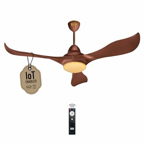 KUHL Glanz F3 1320MM 65% Power Saving BLDC Ceiling Fan | BEE 5 Star Rated & ISI Marked | High Air Flow | 5Year Warranty on Motor By Brand |Free Installation | IoT Operate via Mobile & Alexa | Brown