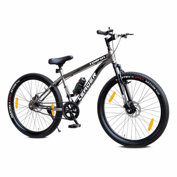 LEADER TORFIN 26T MTB Cycle with Dual Disc Brake & Front Suspension 26 T Mountain Cycle (Single Speed, Grey)