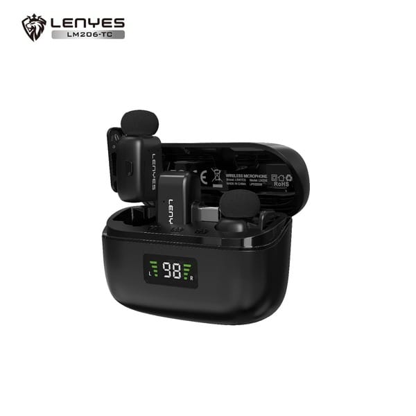 Lenyes LM206 (TYPE C) Wireless Microphone with Noise Cancelling Compatibale with Android/Type-C iPhone15/16, Laptop for YouTube Speaking Podcast Facebook Vlogging Video Recording