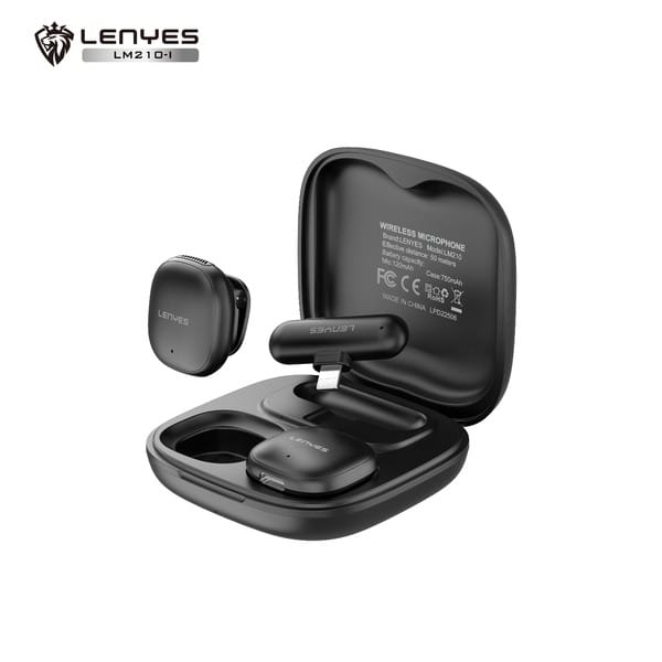 Lenyes LM210 (LIGHTNING -i) AI SMART Wireless Mic for Youtubers, 3 in 1 Wireless Microphone for iPhone/Android/DSLR Camera/USB-C Plug/iPad, Noise Cancellation Mic for Youtubers, Video Recording, Streaming, 50M Range