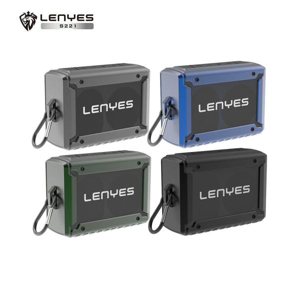 Lenyes S221 10W V5.3 Bluetooth Wireless Speaker, 360 Surround Sound, Built-in XBass, LED Lights, 07H Playtime, IPX7 Waterproof, TWS Pairing, Type-C, Portable for Home/Outdoor/Travel (Multicolour)