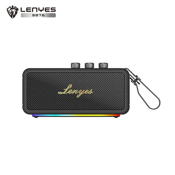 Lenyes S876 VINTAGE 90W Premium Portable HD Sound Speaker, Upto 4 Hours Playtime, IPX 6 with 2.1 Channel, V5.3 BT Speaker, Bass Boost Technology, Bass/Treble Adjustment, Bluetooth Connectivity, Aux in, USB in, Bass Radiator (Black)