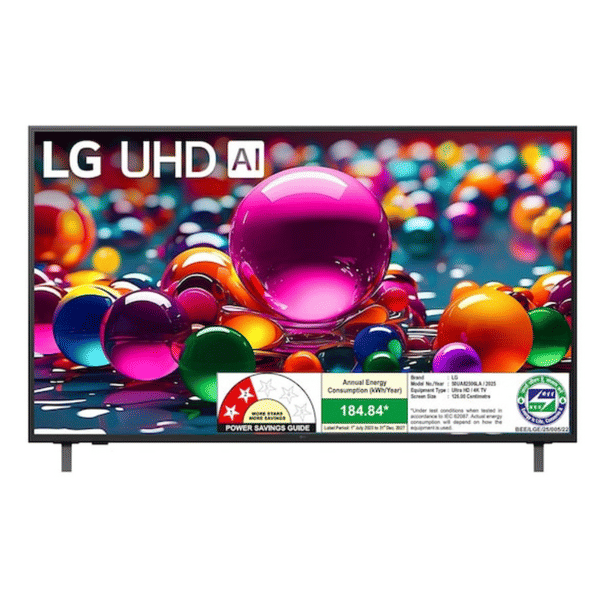 LG 126 cm (50) 4K UHD AI UA8250 Smart TV with α7 AI Processor Gen8, Filmmaker Mode with Dolby Atmos, 2025