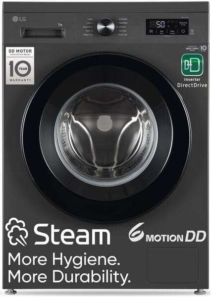 LG 7 Kg 5 Star Front Load Washing Machine | Steam & Direct Drive