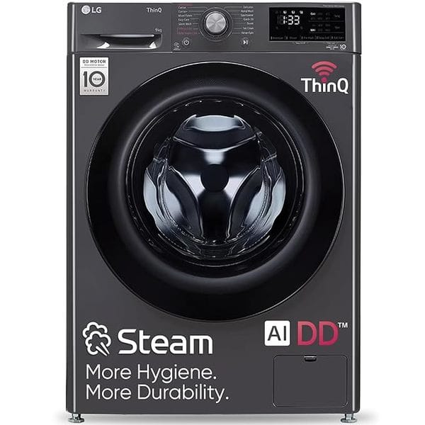 LG 9 Kg, 5 Star, AI Direct Drive Technology, Steam, 6 Motion DD & Wi-Fi Fully-Automatic Front Load Washing Machine (Intelligent & Convenient Fabric Care, Allergy Care, Middle Black)