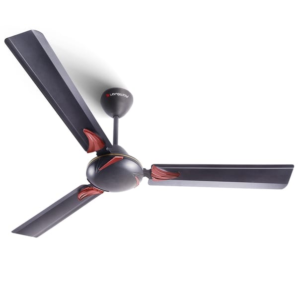Longway Creta P1 1200 mm/48 inch Ultra High Speed 3 Blade Anti-Dust Decorative 1-Star Rated Ceiling Fan (Smoked Brown, Pack of 1)