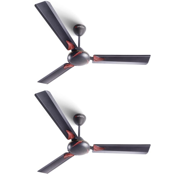 Longway Creta P2 1200 mm/48 inch Ultra High Speed 3 Blade Anti-Dust Decorative 1-Star Rated Ceiling Fan (Smoked Brown, Pack of 2)