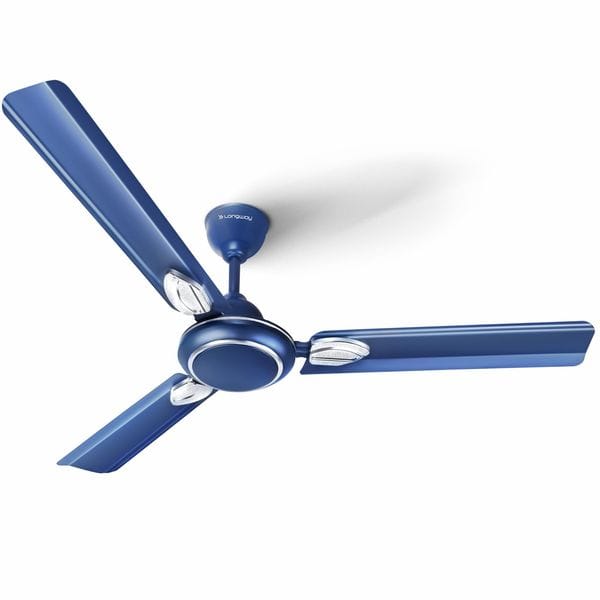 Longway Kiger P1 1200 mm/48 inch Ultra High Speed 3 Blade Anti-Dust Decorative Star Rated Ceiling Fan (Silver Blue, Pack of 1)