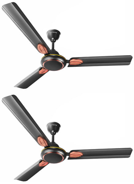 Longway Kiger P2 1200 mm/48 inch Ultra High Speed 3 Blade Anti-Dust Decorative 1-Star Rated Ceiling Fan (Smoked Brown, Pack of 2)