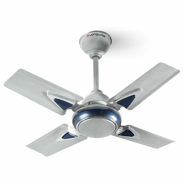 Longway Starlite-1 P1 600 mm/24 inch Ultra High Speed 4 Blade Anti-Dust Decorative 1-Star Rated Ceiling Fan (Silver Blue, Pack of 1)