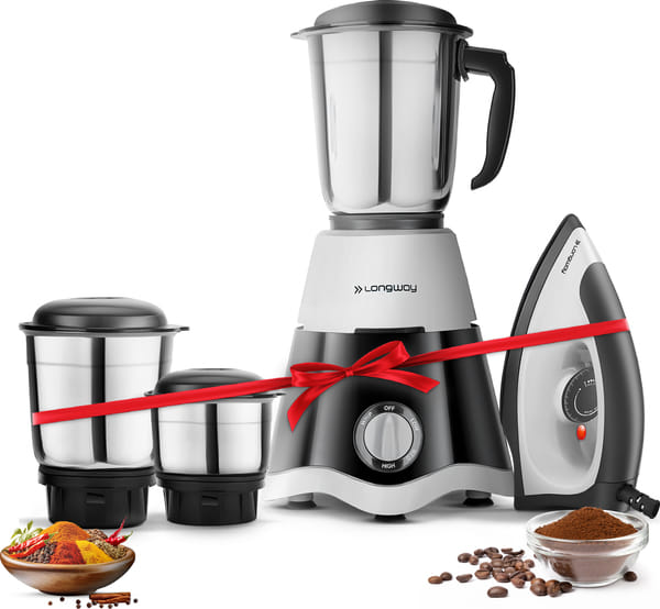 Longway Super Dlx 700 W Mixer Grinder with 3 Jars & Kwid 750 W Dry Iron