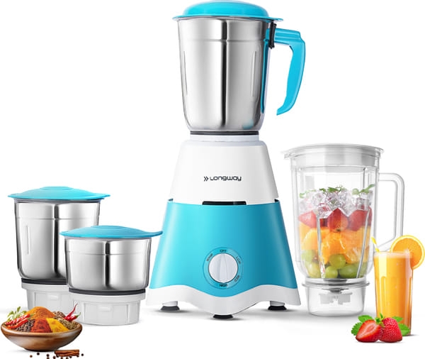 Longway Super Dlx Juicer Mixer Grinder | Up to 750 Watt Max Output Powerful Motor | 4 Jars for Grinding, Mixing, Juicing | 2 Years Warranty