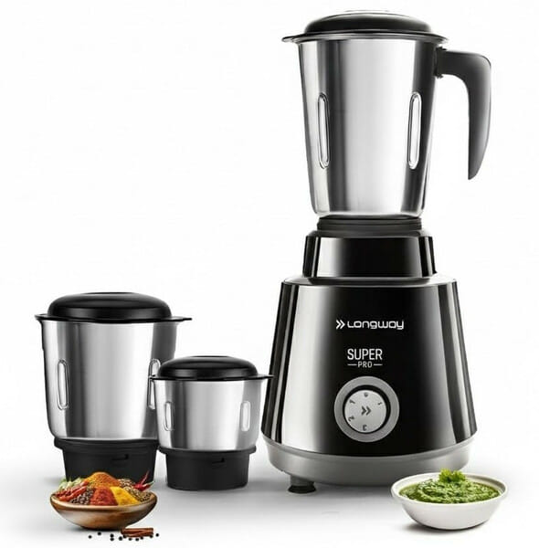 Longway Super Pro 700 Watt Juicer Mixer Grinder with 3 Jars for Grinding, Mixing, Juicing with Powerful Motor