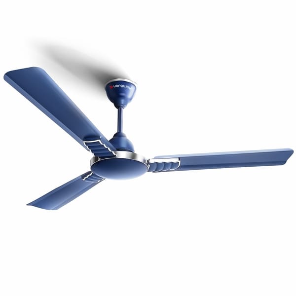 Longway Wave P1 1200 mm/48 inch 400 RPM Ultra High Speed 3 Blade 1-Star Rated Anti-Dust Decorative Ceiling Fan (Silver Blue, Pack of 1)