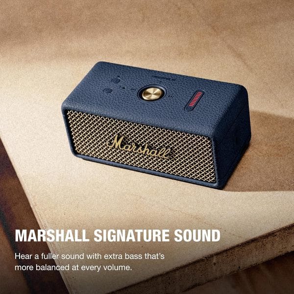 Marshall Emberton III Compact Portable Bluetooth Speaker with 32+ Hours of Playtime, (360 Sound), Dust & Waterproof (IP67) Midnight Blue.