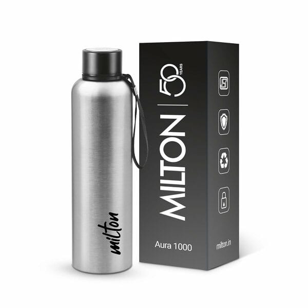 Milton Aura 1000 Thermosteel Water Bottle-1000ML-Silver