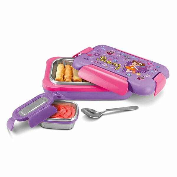 Milton More Meal Insulated Inner Stainless Steel Small Tiffin Box, 600 ml-Light Purple