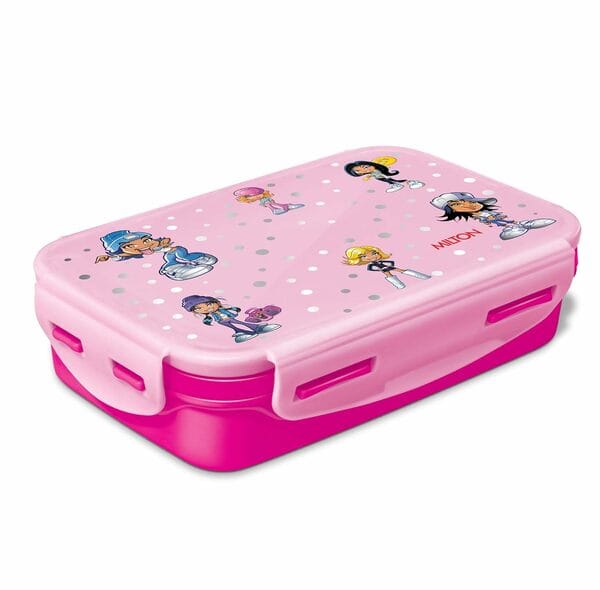 MILTON Steely Deluxe Mini Tiffin Box Steel Insulated Inner Stainless Steel Containers with Clip Lock Lid, 400ml-Dark Pink