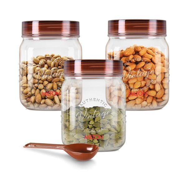 MILTON Vintage Plastic Storage Jar and Container Set of 3-500ml