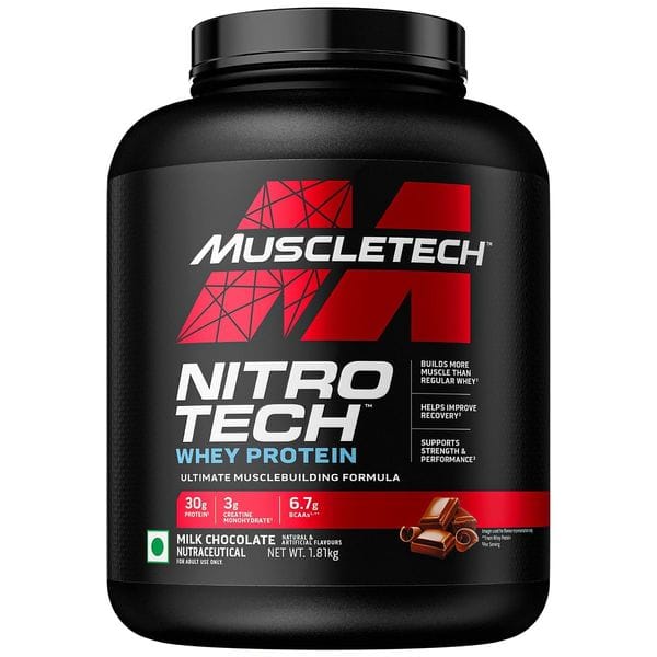 MuscleTech Nitrotech Whey Protein 450g | 10 Serving | 30g Protein | Milk Chocolate Flavour | Muscle | Recovery | Strength