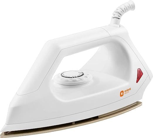 Orient Electric Fabrismooth 1000W Dry iron (Press) | Non-stick Weilburger coating | Silver Layered Thermostat | G-shaped heating element | ISI certified | 2-year replacement warranty by Orient, DIFS10WGP1000 (White)