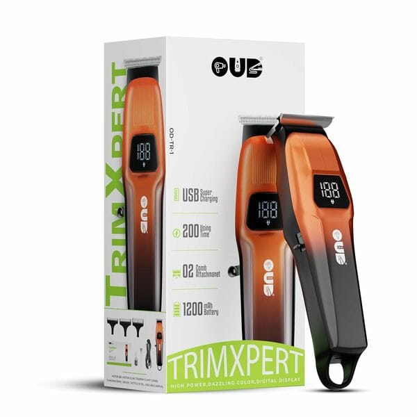OUD OD-01 TRIMXPERT Beard & Hair Trimmer for Men | 200 min Runtime | 1200mah Battery Backup I USB Type-C | 7 Length Settings | Professional Cordless Zero Gapped Hair Clippers for Barber with T Blade| Digital Display