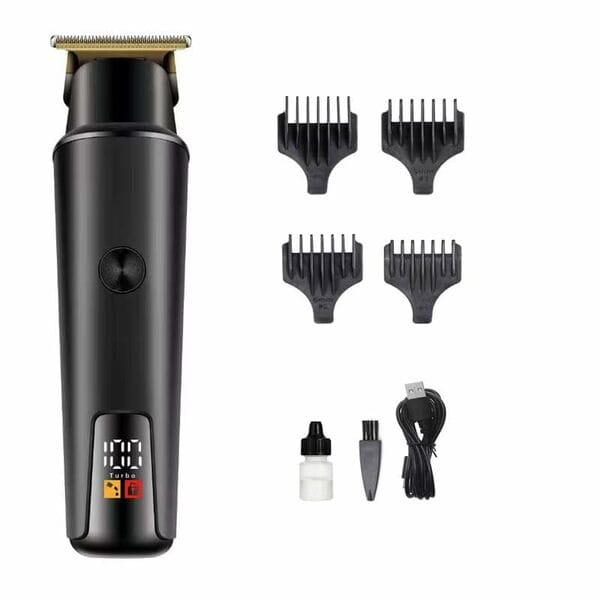 OUD OD-04 GLIDY Professional Hair Trimmer with LED Display, Dual Use for Cutting and Shaving, Black, 150 Min Runtime, 4 Guide Combs, USB Charging