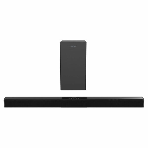 PHILIPS Audio TAB4218/94 2.1Ch 120W Bluetooth Soundbar with Rich Bass, 3 EQ Modes, Multi-Connectivity Option with Supporting USB, HDMI(ARC), Optical, Coaxial & Aux-in (Black)