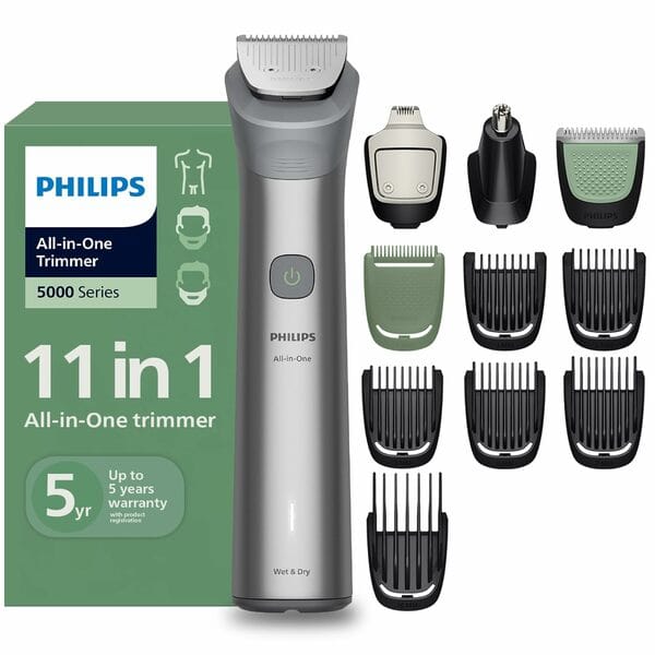 Philips India’s No.1 Men’s Trimmer | Beardsense Technology | 11-In-1 Trimmer – Face,Head & Body | Nose trimmer | Self Sharpening Steel Blades | 5 Year Warranty I 120Min Runtime | MG5932/15