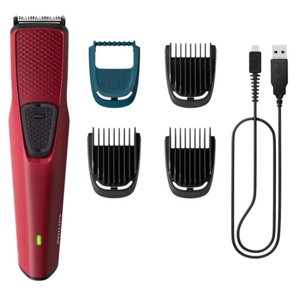 Philips SkinProtect Beard Trimmer Cordless BT1235/18 Self Sharpening Blades-Red, Trim from 1mm-7mm