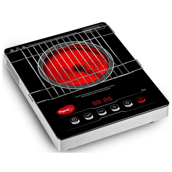 Pigeon Eva 2000W Infrared Cooktop with Full Touch Control, Auto Shut-Off & Overheat Protection – Black (Free Stainless Steel Grill)