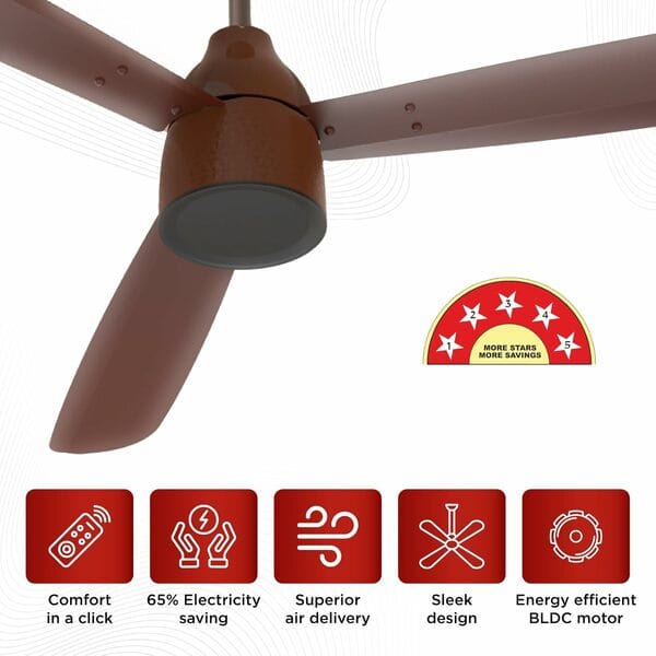 Pigeon Fantastic 1200mm BLDC Ceiling Fan with Remote | Energy Efficient Ceiling Fan | Ceiling fan for Living Room | High Air Delivery with LED Indicators