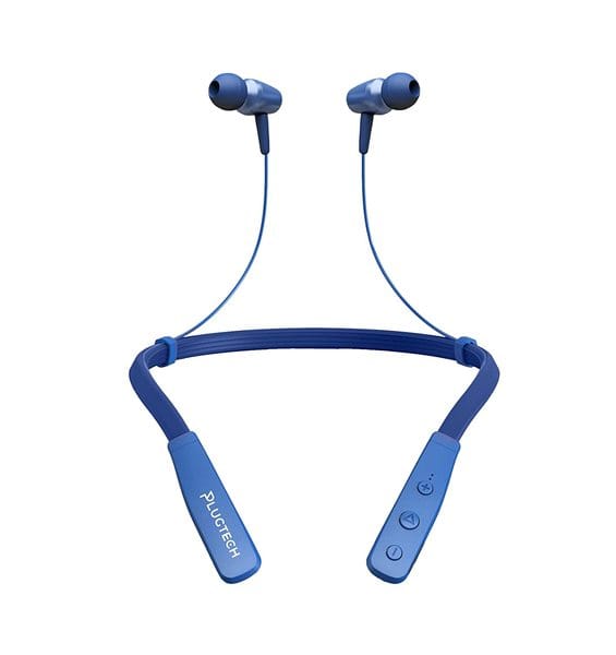 Plugtech GoNeck Pro Wireless Earphones, Neckband, Bluetooth Earphones, Powerful Bass, HD Sound, Upto 15hrs Playtime, Charging Time Upto 4 hrs and Proudly Made in India Blue